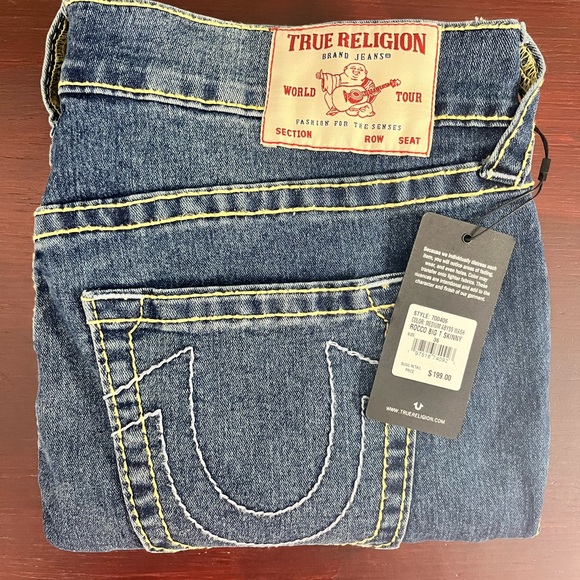 True Religion Other - True Religion Men`s Rocco Big T Relaxed Skinny Jeans Size 36x32 Blue Stitching